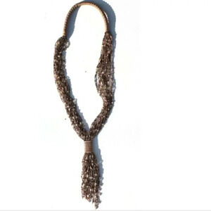 Brown Fashion Cocktail Long Beaded Rope Cuff Neck Costume Jewelry Necklace